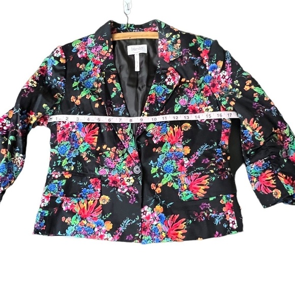 Laundry Shelli Segal Womens Sz 6 Blazer Jacket Single Button Black Floral Casual - Picture 7 of 11
